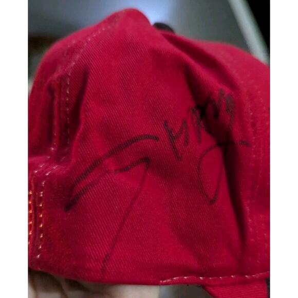 Vtg Budweiser Signed Kenny Bernstein Forever Red Tour Hat NHRA Drag Racing - Picture 9 of 11